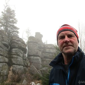Michal Kříž on the summit of Koňský vrch (14.2.2026 11:23)