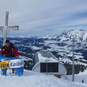 Michal Kříž on the summit of Hauser Kaibling (5.2.2017 12:15)