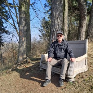 Jarda Vála on the summit of Petrovický kopec (9.3.2025)