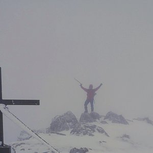 Martin Malý on the summit of Kleiner Priel (7.3.2020 14:55)