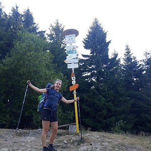 Radka on the summit of Malý Javorník (5.7.2019 18:29)