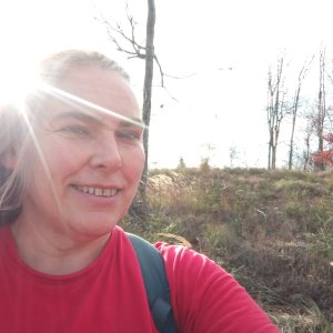 Jiřina on the summit of U Tříhranného (8.11.2025 14:30)