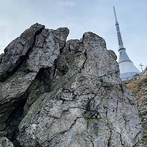 Simona on the summit of Ještěd (1.1.2023 14:20)
