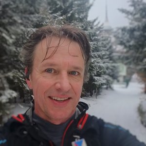 Edvard Kožušník on the summit of Ještěd (1.2.2025 12:14)