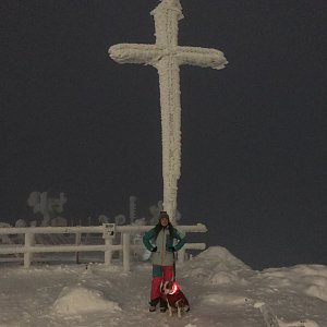 Alice Nádherová na vrcholu Ještěd (6.1.2021 17:05)