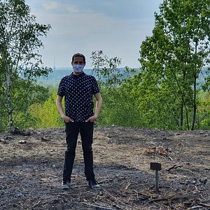 Luke on the summit of Halda Heřmanice (9.5.2020 15:53)