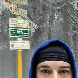 Petr Kowolowski na vrcholu Čertův mlýn (5.1.2018 14:32)