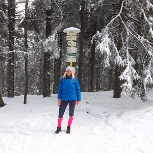 Lenka Pojslová na vrcholu Čertův mlýn (24.1.2021)