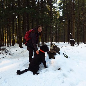 Iveta Válová na vrcholu Kančí vrch (24.3.2021)