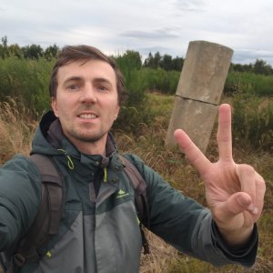 Jiří Králík on the summit of Pomezí V (16.9.2025 16:57)