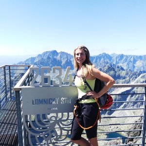 Zuzana Rožková on the summit of Lomnický štít (9.8.2026 12:15)