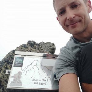 Daniel Orgoník on the summit of Pyšný štít (18.8.2023 10:45)