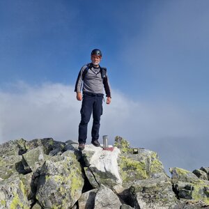 Rastislav Biarinec on the summit of Mengusovský štít (30.7.2024 9:16)