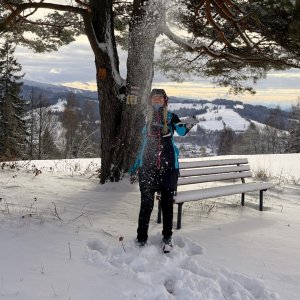 Jiřka Niedobová on the summit of Grúň (23.11.2024 12:30)