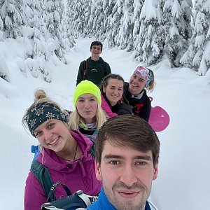 Ivča na vrcholu Králický Sněžník (9.1.2021 21:47)
