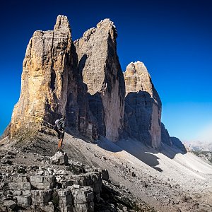Jiří Králík na vrcholu Forcella Lavaredo (13.7.2018 8:08)