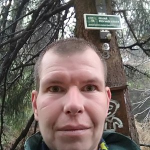 Michal Krčmář na vrcholu Travný (5.10.2019 9:35)