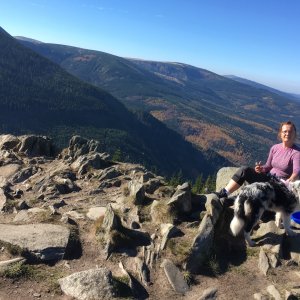 Pavla Čížková on the summit of Svorová hora (16.10.2017 13:25)