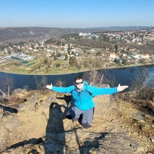 Mykas on the summit of Řivnáč (20.3.2025 10:59)