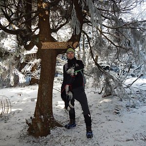 Jan Janiš na vrcholu Malý Smrk (14.1.2018 10:30)