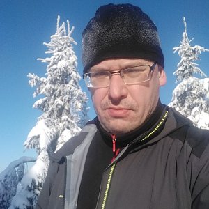 Ivo Poledník na vrcholu Malý Smrk (10.1.2021 11:46)
