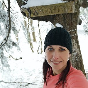 Zlata Vilkova na vrcholu Malý Smrk (10.1.2021 13:15)