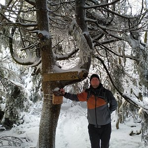 Michal Krčmář na vrcholu Malý Smrk (3.1.2021 11:43)