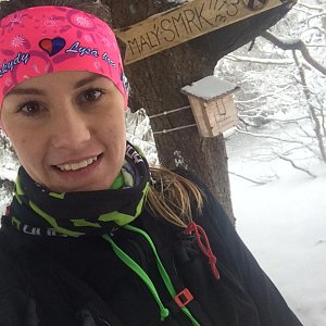 Monča Čaganová na vrcholu Malý Smrk (3.2.2018 15:00)