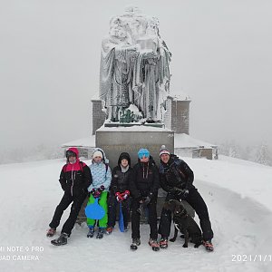 Petr Loskot na vrcholu Radhošť (16.1.2021 1:05)