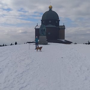 Jiří on the summit of Radhošť (4.4.2021 16:35)