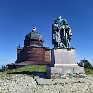 Michal Opršal on the summit of Radhošť (5.7.2020 12:40)