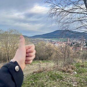 Any Vališová on the summit of Šibeniční vrch (27.3.2024 17:40)
