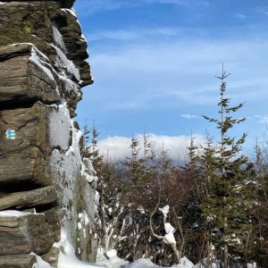 Matěj Unzeitig on the summit of Obří skály (21.1.2021 11:34)