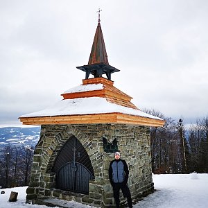 Pavel Kvk on the summit of Ondřejníček Lodge (2.2.2021 9:47)