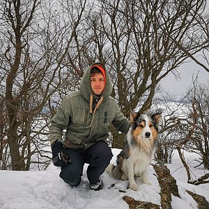 Jiří Králík on the summit of Špičák (11.2.2023 11:07)