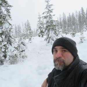 Daniel Ledl on the summit of Adamova hora J (8.12.2024 15:00)