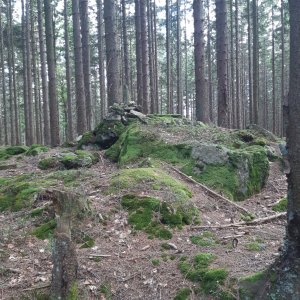 Marcela on the summit of Výběžek (12.8.2023 15:45)