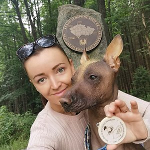 Michelle Sýkorová on the summit of Southernmost Point of the Czech Republic (7.7.2021 11:46)