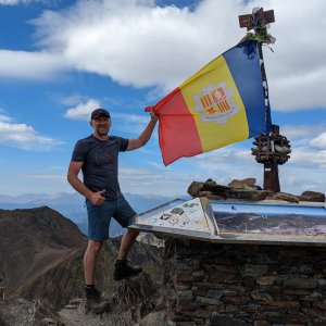 Michal on the summit of Coma Pedrosa (10.9.2023 1:24)