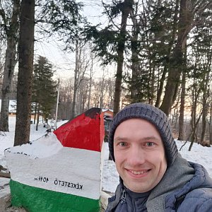Mirek Voracek on the summit of Kékes (13.2.2023 17:20)