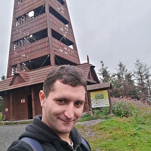 Luki Kraus on the summit of Velký Javorník (18.9.2021 11:00)