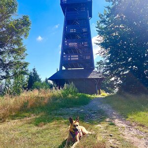 Monika on the summit of Velký Javorník (30.7.2024 10:04)