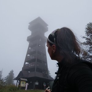 Katy on the summit of Velký Javorník (7.9.2025 9:26)