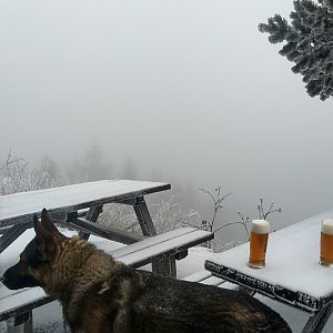 Johan Kocmich na vrcholu Velký Javorník (10.12.2020 13:15)