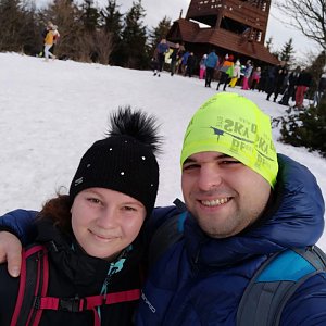 Veronika Hronková na vrcholu Velký Javorník (2.1.2021 12:45)
