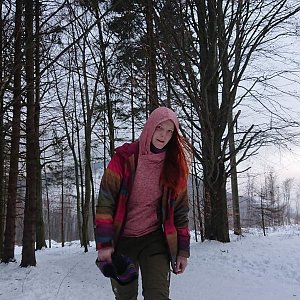 Veronika Dubnová on the summit of Velký Javorník (2.2.2021 9:05)