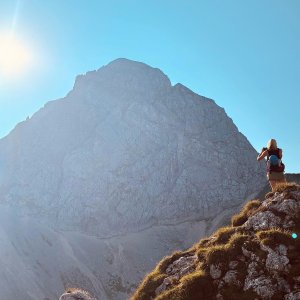 Zuzana Rožková on the summit of Mangart (16.8.2025 11:50)